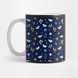 Floral and birds pattern with hearts Mug